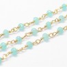 20cm chaine rosaire amazonite 4mm doré or fin 24kt or