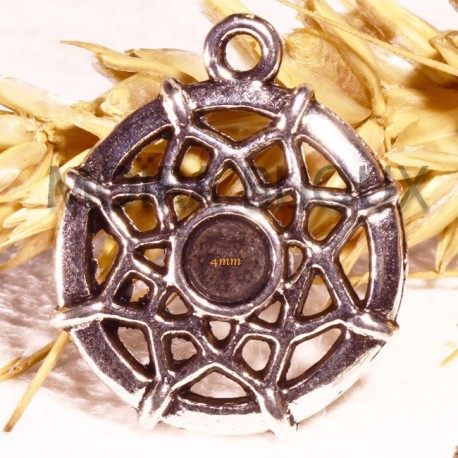 10 breloques attrape rêve métal argenté 21,5x18mm