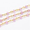 20cm chaine rosaire  laiton  doré or fin 24kt   jade lilas  facette 4mm