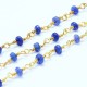 20cm chaine soudée laiton plaqué or et pierre d'azurite bleu  facette 4mm