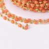 20cm chaine de perles soudée laiton doré or fin  cube orange cristal  2.5mm