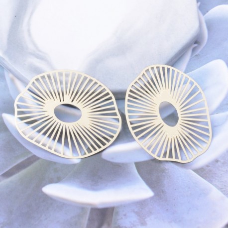2 estampes laiton plaqué or 18kt   ovale 35x32mm