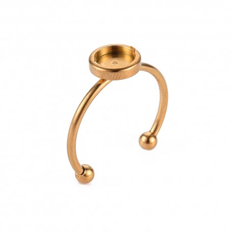 1 bague acier  or  ronde  plateau 4/6mm