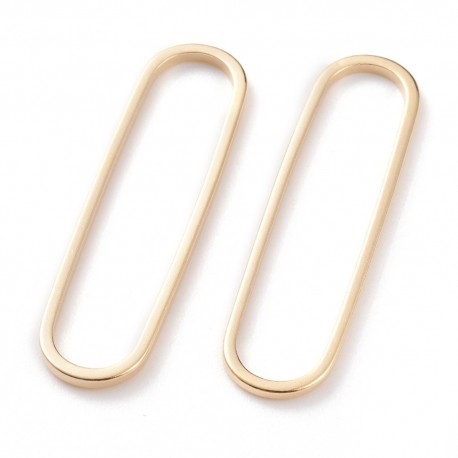 2 Connecteurs laiton plaqué or anneau ovale 33x9mm