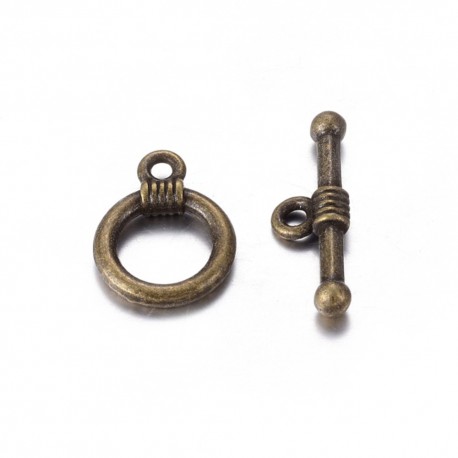 10 fermoirs toggles ronds  couleur bronze 15x11mm