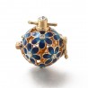 1 bola cage et bola musicale  émaillé fleur bleue 34mm