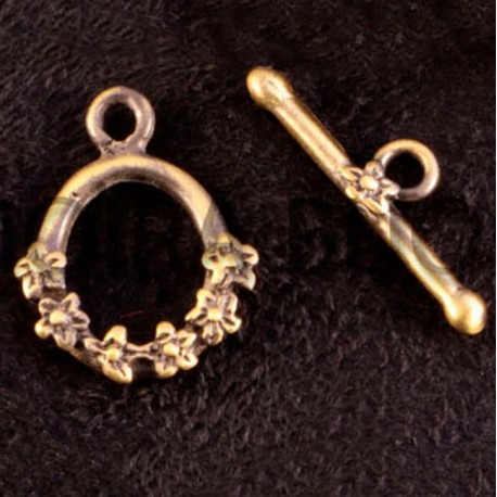 1fermoir toggle laiton bronze cascade de  fleur 17x13mm