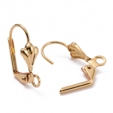 6 boucles d'oreille dormeuse laiton plaqué or 16x11mm