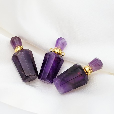 1 flacon de parfum pierre naturelle facette amethyste 36x15mm