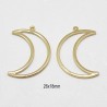 2 pendentifs lune laiton or  24kt 26x18mm