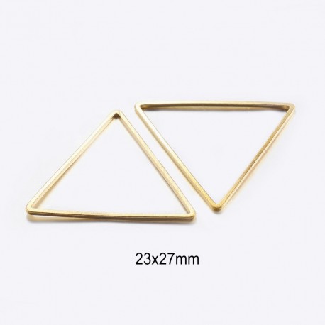 6 connecteurs triangle laiton plaqué or 23.5x27mm