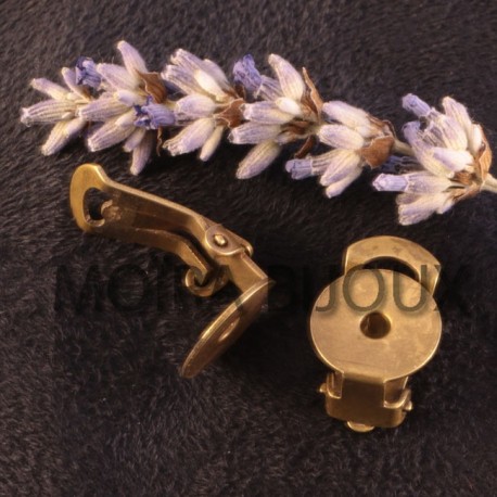 2 supports boucle d'oreille clip laiton bronze plateau12mm