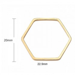 6 connecteurs octogonaux laiton plaqué or20x22mm