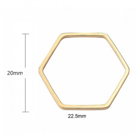 6 connecteurs octogonaux laiton plaqué or20x22mm