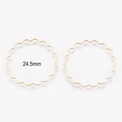 6 anneaux connecteurs ronds fleurs laiton plaqué or 24.5mm