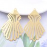 2 Estampes 45x30mm double éventail laiton  or 24kt