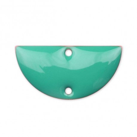 2 sequins connecteur demi lune émaille vert turquoise  21x10mm