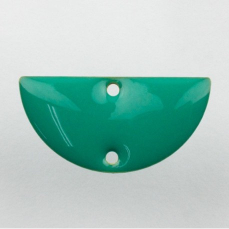2 sequins connecteur demi lune émaille vert pin  21x10mm