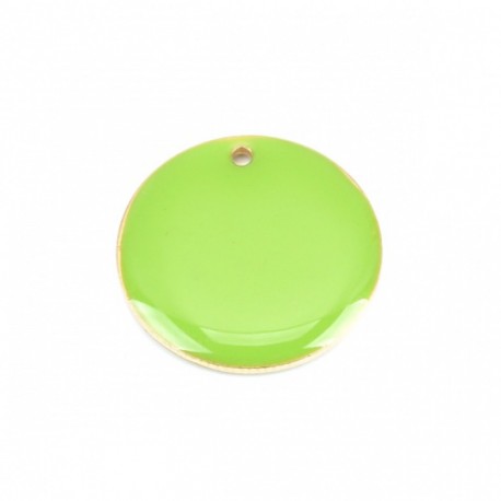 2 sequins rond laiton émaillés vert pomme 20mm