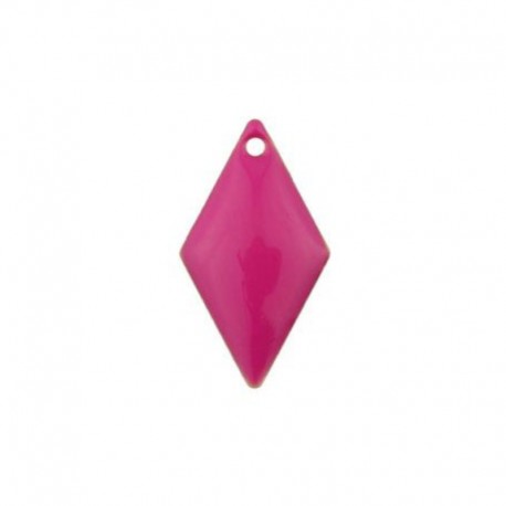 4 sequins losange émaillés rose fuschia  laiton 15x8mm