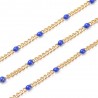 20CM Chaine gourmette acier émaillé bleu royal or