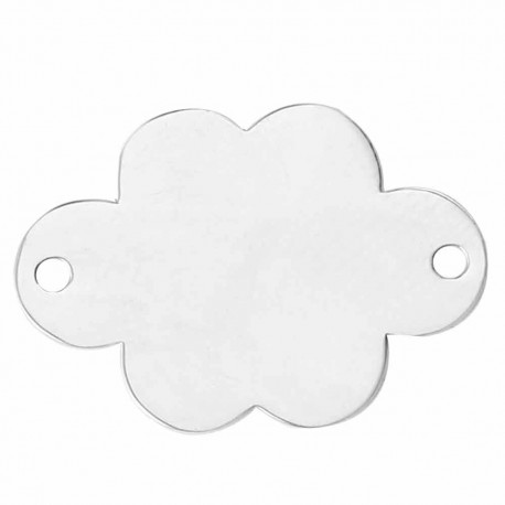 2 Breloques connecteur nuage  acier inoxydable  22x15mm