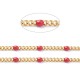 20CM Chaine gourmette acier émaillé rouge  or 2micron