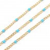 20CM Chaine gourmette acier émaillé turquoise  doré or fin