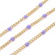 20CM Chaine gourmette acier émaillé lilas or 2microns