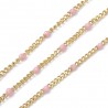 20CM Chaine gourmette acier émaillé rose doré or fin