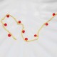 20CM Chaine laiton forçat or pampille cristal cerise 4x2mm