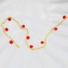 20CM Chaine laiton forçat or pampille cristal cerise 4x2mm