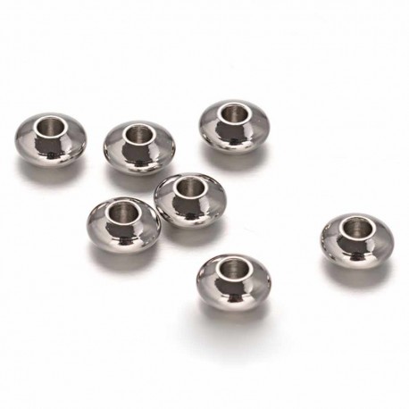 20 perles toupie acier inoxydable 316L 6x4mm