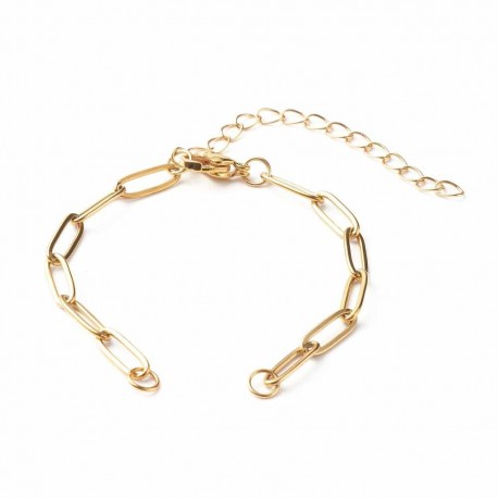 1 Bracelet acier inoxydable or maille trombone  14.5cm