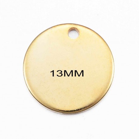 6 sequins rond acier or 13mm