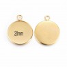 4 supports cabochon pendentif  rond acier  or 24kt  20mm