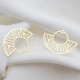 2 Estampes  lasercut ethnique demi lune dorure or fin  30x24mm