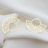 2 Estampes 30x24mm demi lune laiton or 24kt