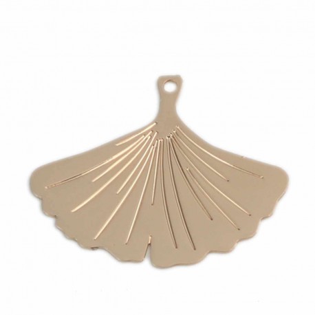 4 Estampes feuille gingko cuivre plaqué or 22x19mm