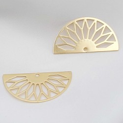 2 estampes laiton plaqué or demi lune 30x16mm