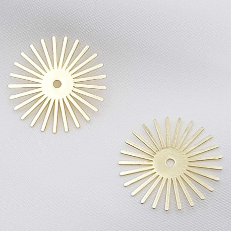 4 estampes soleil ronde laiton plaqué or 24KT