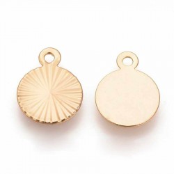 10 sequins pampille  rond étoilé laiton plaqué or 12x9mm