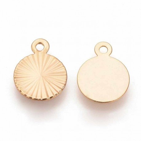 10 sequins pampille  rond étoilé laiton plaqué or 12x9mm