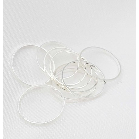 20 Anneaux connecteur rond  laiton plaqué  argent 12mm