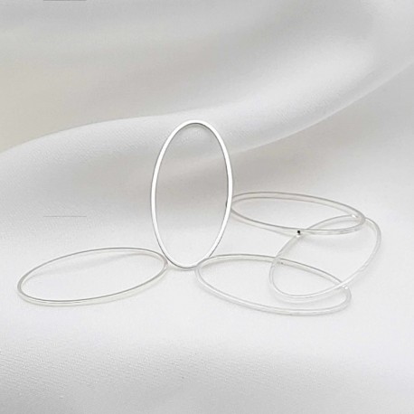 20 Anneaux connecteur ovale laiton plaqué argent 30x16mm