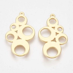 2 pendentifs laiton plaqué or cascade bulles 24x14mm