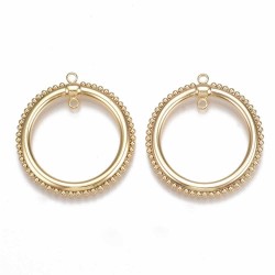 1 grand pendentif rond  laiton palqué or 18KT 34x31mm