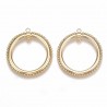 1 grand pendentif rond  laiton or 24KT 34x31mm