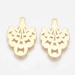 2 pendentifs laiton plaqué or 22x14mm
