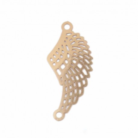 4 Estampes connecteurs aile d'ange plaqué or 31x14mm